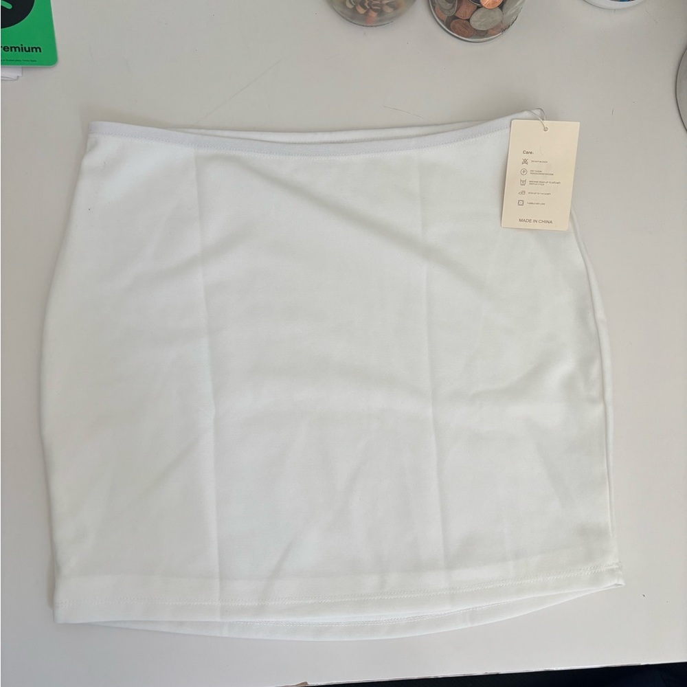 White mini skirt